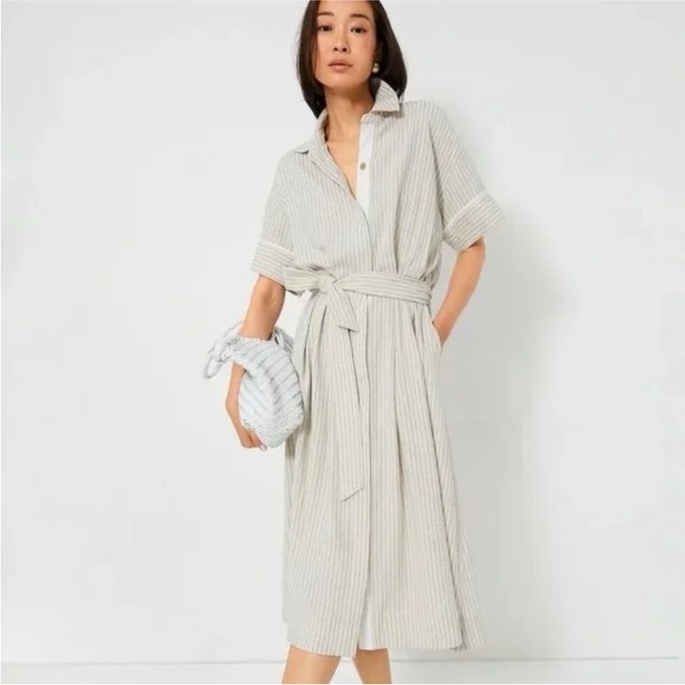 Tuckernuck Beige Striped Shirt Dress